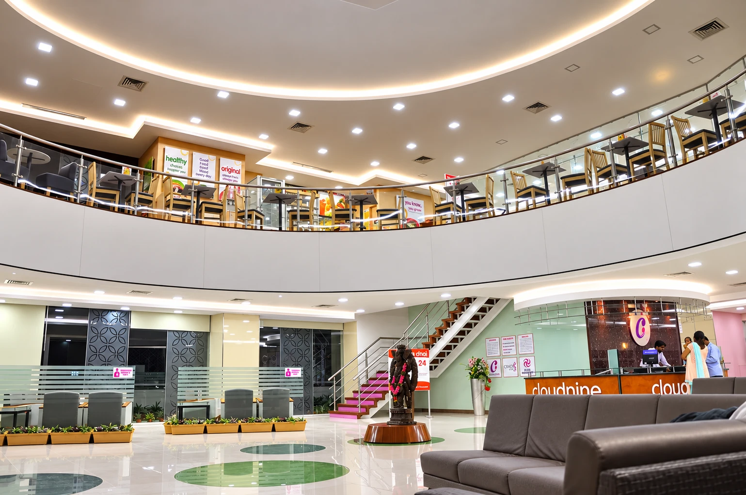 Atrium of Cloud Nine Mother & Child Hospital, planned by Skydome Designs